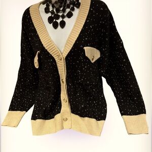 WILD PONY Oversized knitted tweed wool cardigan sweater Sz medium  Sweater